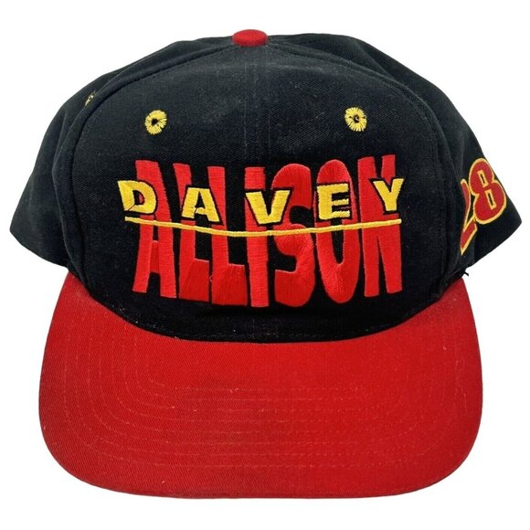 A-Star | Accessories | Davey Allison Hat 28 Vintage Nascar 9s Red Black ...